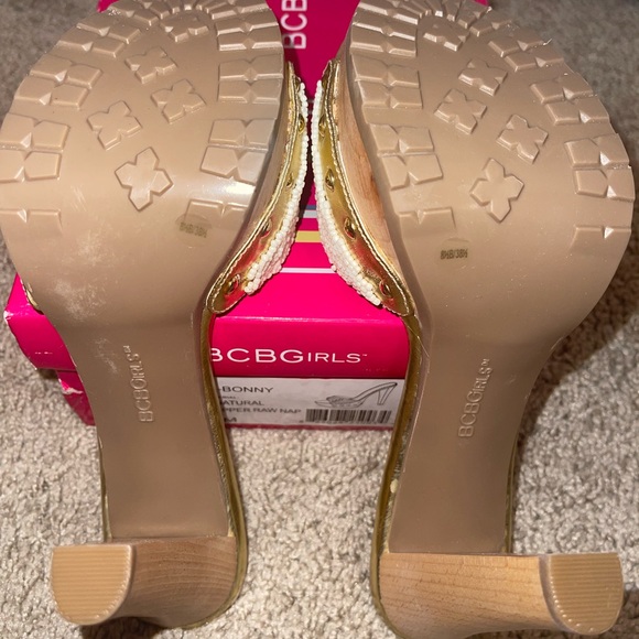Brand new gold and white BCBG open toe heels - Picture 4 of 5
